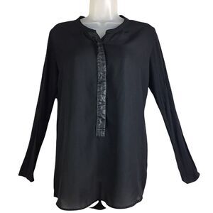 Anthropologie Sunday in Brooklyn Black Sheer  Front Faux Leather Blouse